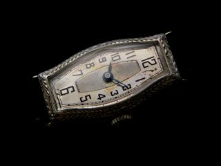   Mechanical Art Deco Swiss Watch 14k White Gold Filled 30s Ladies