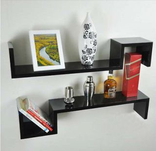 Black Wood Shelves S style Book Room Shelf Wooden Home Decor Furniture