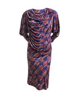 1980s MISSONI abstract printed draped silk jersey dress S M