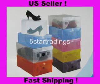 10 Transparent Clear Shoe Box Plastic Stackable Boxes Organizer Find 