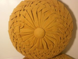   12 Corduroy Round Cushion Accent Pillow Pleated Decor Chair Button