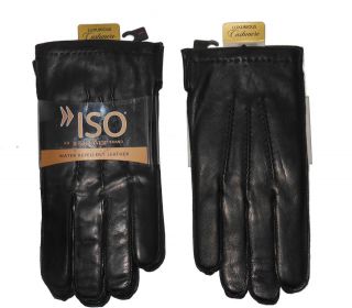 Mens Isotoner Cashmere Lined Black Leather Gloves $75  
