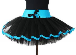 Cute Girls Childs TuTu Skirt Blue Black Dress Up Party Dance Roller 