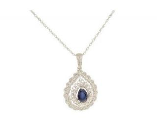    Sapphire & Diamond Sterling Silver Pendant With Chain Jewelry Sale