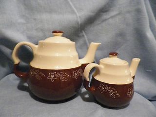 Lot of 2 Universal Oxford Stoneware different sized teapots; snowdrop 