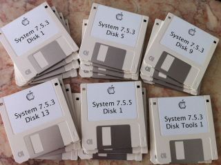 Classic Macintosh System 7.5.3 on 3.5 floppy disks, 7.5.5, vintage OS 