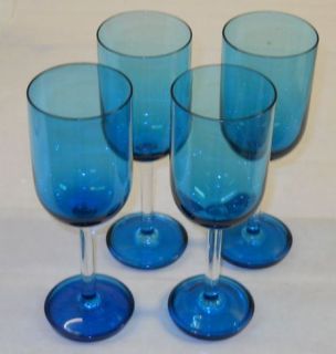   Still Harlekiini Vintage Turquoise Red Wine Glasses (4) Finland RARE