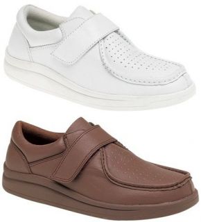 Mens DEK Leather Velcro Bowls Bowling Shoes Tan or White Size 6 7 8 9 