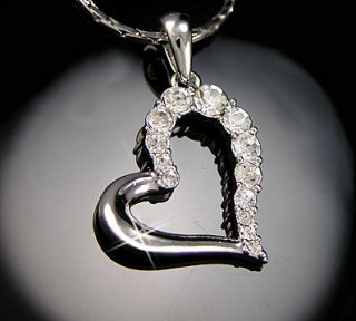   Gold gp Round Cut lab Diamond Large Open Heart Love Pendant Necklace