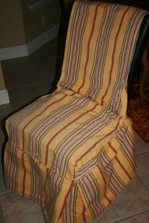 Parson Chair Slipcover   Yellow with Multi Color Stripes