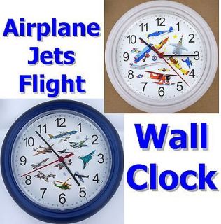 AIRPLANE Wall Clock Jet Flight Plane Pilot Helicopter Aviation 