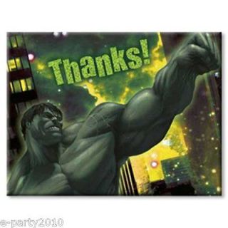 INCREDIBLE HULK THANK YOU CARDS Notes ~ Super Hero Birthday Party 