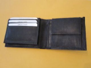 Newly listed GENUINE LEATHER FLIP UP ID WITH COIN POCKET WALLET BLACK 
