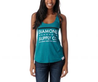 Diamond Supply Co. Girls Tank Top Womens Green Black White OG Teal 