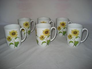 SPAL CHINA For HORCHOW COLLECTION 6 FLORAL SUNFLOWER MUGS CUPS Made In 