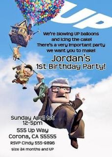 UP Movie Disneys Pixar Girl Boy Birthday Party Invitation JPEG FILE 