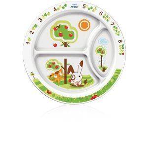Avent Toddler Divided Dining Plate 9 White/Green BRAND NEW