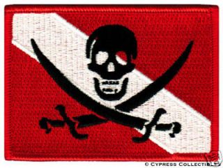 SCUBA DIVING PIRATE FLAG PATCH iron on JOLLY ROGER new