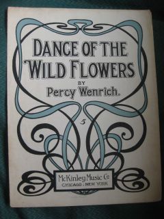 Oversize Vintage Sheet Music   DANCE OF THE WILD FLOWERS by Percy 