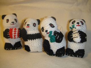 CROCHET PANDA   Lots 1/2/4 Hand Crocheted Kitten Cat Toys