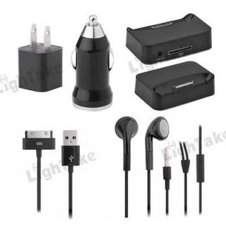 in 1 Dock+ Wall +Car Charger + USB Cable+ Earphone F i Pod iPhone4 