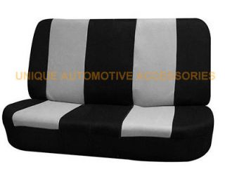 DODGE 2PC GRAY AND BLACK POLYESTER CLOTH AUTO FRONT REAR BENCH SEAT 