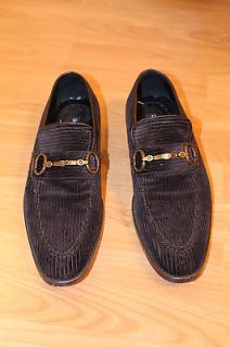 Dolce and Gabbana D&G Corduroy Dark Brown Slip On Loafer Slippers Made 