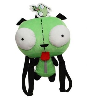  Green Big Eyes Alien Invader Zim Gir Robot Dog Plush Backpack Bag/ Tag