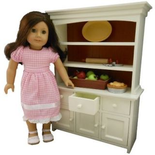 NEW STEPBACK CUPBOARD 18 DOLL HUTCH DISH TRUNK FOR AMERICAN GIRL DOLL 