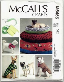 McCALLS 6455 PATTERN PET DOG BED LEASH CASE HARNESS VEST COAT SM XL 