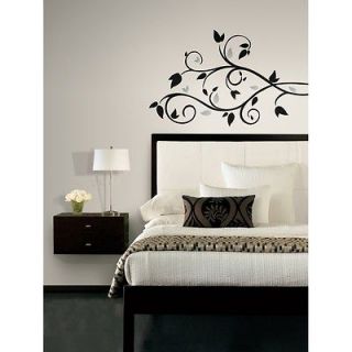 New BLACK & SILVER TREE BRANCH WALL DECALS Leaves Stickers Modern Room 