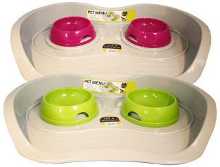 Smarty Double Twin Pet Bowl Platform   Rubber Lining Slip Proof   Cats 