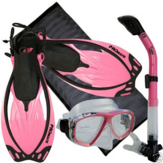 Snorkeling Scuba Dive Gear Mask Dry Snorkel Fins Sets S