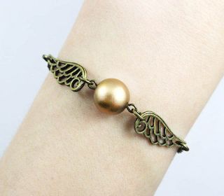   potter Golden Snitch Bracelet, bronze Double sided wings handmade