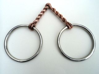 Loose Ring Snaffle Bit Red Copper Twisted Wire Mouth Piece S Steel 