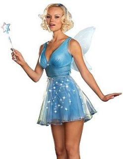 New Light Up Blue Fairy Pixie Adult Halloween Costume