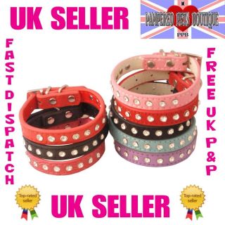 Diamante Rhinestone Spiked Small Dog / Cat Collars Various Colours 