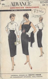 1950s Vintage Sewing Pattern B32 DRESS & BOLERO (R376) By Edith Head 