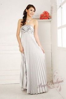 Full Pleated Sequins Strapless Evening Dresses S Gray