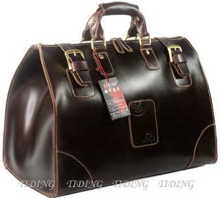   Genuine Cowhide Leather Travel Bag Luggage Duffle Gym Bags Case