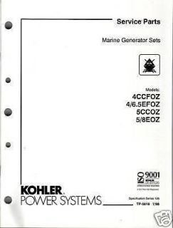 Kohler Marine Generator Parts List 4 5 6.5 8 CCFOZ E F