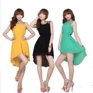   Colors Paillette Shoulder Slim Elegant Chiffon Mini Casual Vest Dress