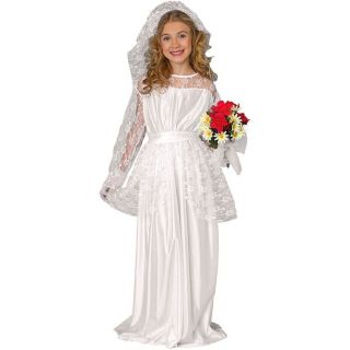 Bride White Wedding Gown Cute Kids Dress Up Halloween Child Costume