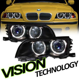 1999 2001 BMW E46 Sedan/Wagon JDM Black 2x Halo Rims Projector 