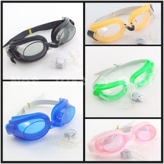 Color Summer Swim Swimming Goggles w/ Nose Clip + Earplug For Children 