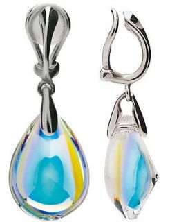 Baccarat lead crystal Psydelic clip on earrings, iridescent clear