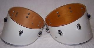   Vintage March Drum Pair White Wrap, 1980s 12 & 14 Toms