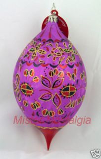 RADKO HUNGARIAN RHAPSODY Purple Floral Glass Ornament made in Poland 