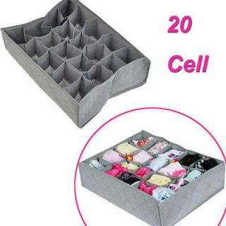 20 Cell Bamboo Charcoal Ties Socks Underwear Drawer Closet Organizer 
