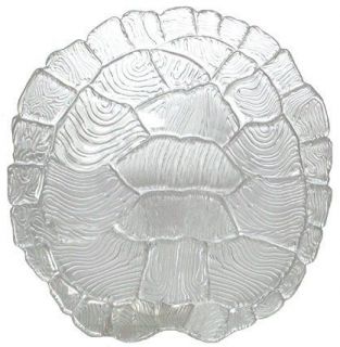 Clear Glass Turtle Shell Large Platter 13 1/2x 13 1/4